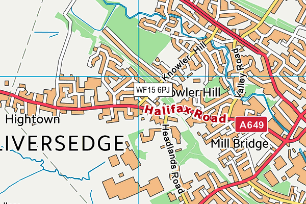 WF15 6PJ map - OS VectorMap District (Ordnance Survey)