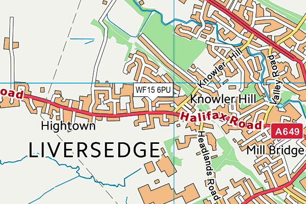 WF15 6PU map - OS VectorMap District (Ordnance Survey)