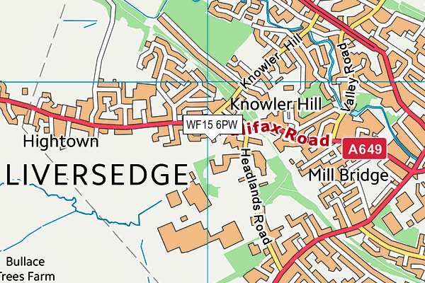 WF15 6PW map - OS VectorMap District (Ordnance Survey)