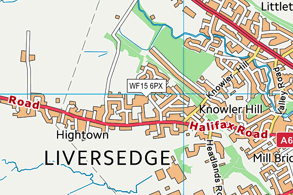 WF15 6PX map - OS VectorMap District (Ordnance Survey)