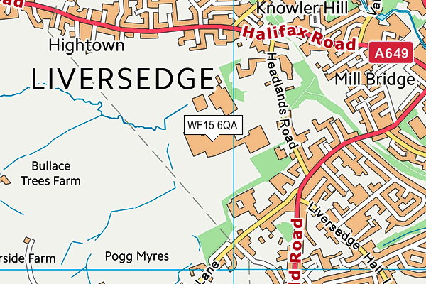 WF15 6QA map - OS VectorMap District (Ordnance Survey)