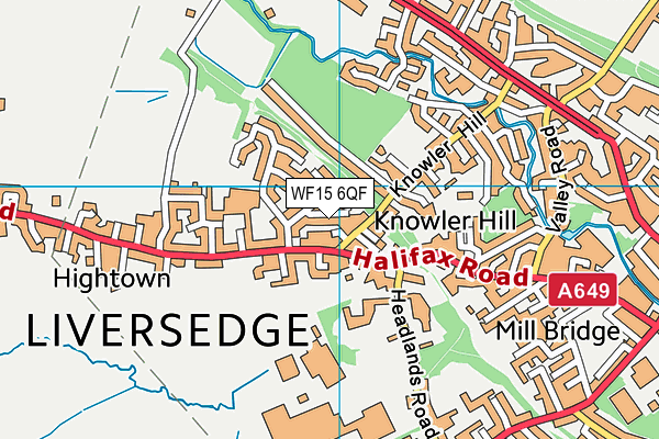 WF15 6QF map - OS VectorMap District (Ordnance Survey)