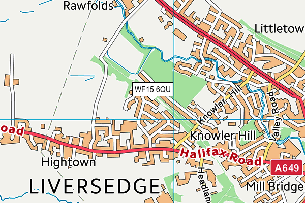 WF15 6QU map - OS VectorMap District (Ordnance Survey)