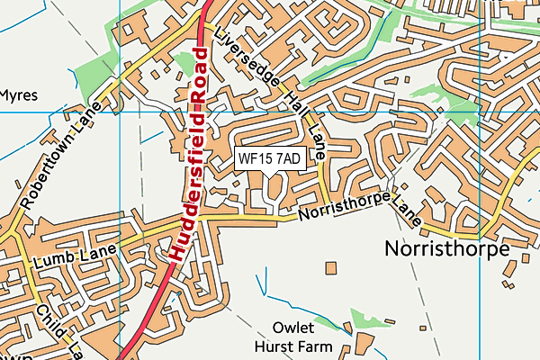 WF15 7AD map - OS VectorMap District (Ordnance Survey)