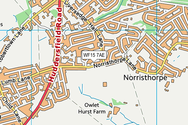 Norristhorpe Recreation Ground map (WF15 7AE) - OS VectorMap District (Ordnance Survey)