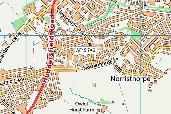 WF15 7AG map - OS VectorMap District (Ordnance Survey)