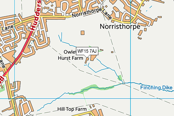 WF15 7AJ map - OS VectorMap District (Ordnance Survey)