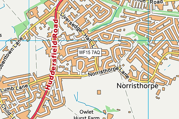 WF15 7AQ map - OS VectorMap District (Ordnance Survey)