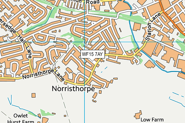 WF15 7AY map - OS VectorMap District (Ordnance Survey)