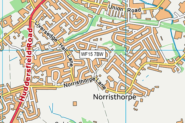 WF15 7BW map - OS VectorMap District (Ordnance Survey)