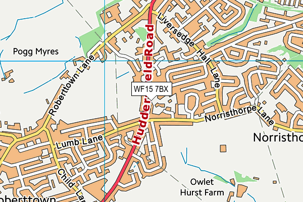 WF15 7BX map - OS VectorMap District (Ordnance Survey)