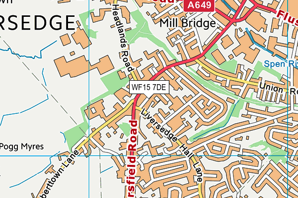 WF15 7DE map - OS VectorMap District (Ordnance Survey)