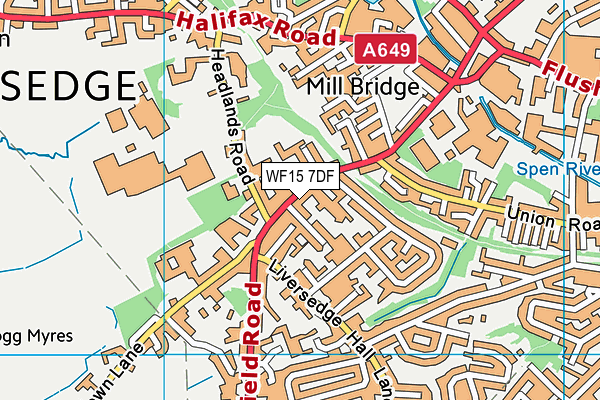 WF15 7DF map - OS VectorMap District (Ordnance Survey)