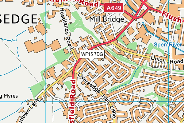 WF15 7DG map - OS VectorMap District (Ordnance Survey)