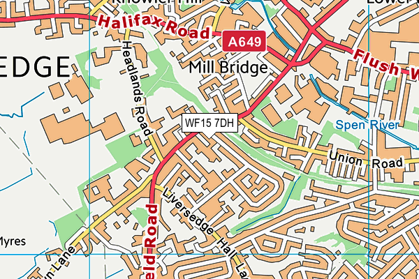 WF15 7DH map - OS VectorMap District (Ordnance Survey)