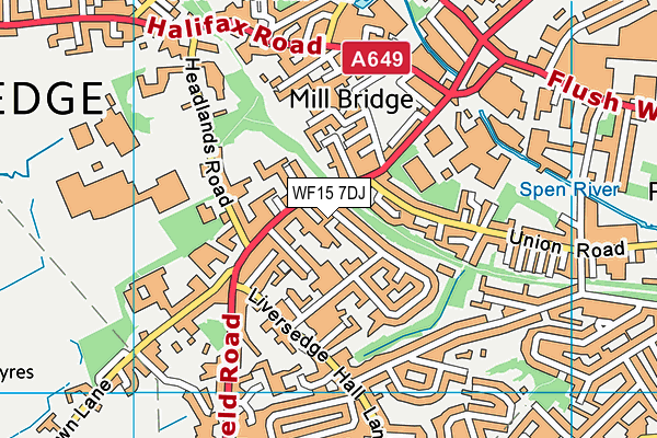 WF15 7DJ map - OS VectorMap District (Ordnance Survey)