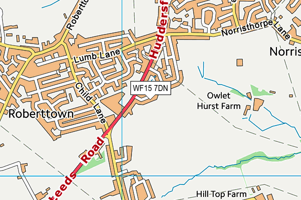 WF15 7DN map - OS VectorMap District (Ordnance Survey)