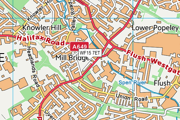 WF15 7ET map - OS VectorMap District (Ordnance Survey)