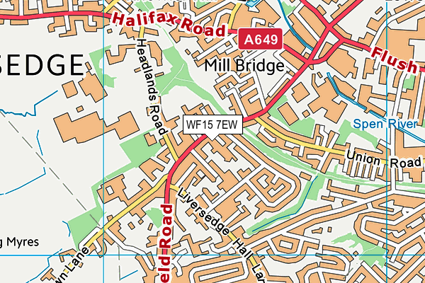 WF15 7EW map - OS VectorMap District (Ordnance Survey)