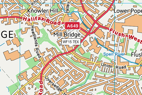 WF15 7EX map - OS VectorMap District (Ordnance Survey)