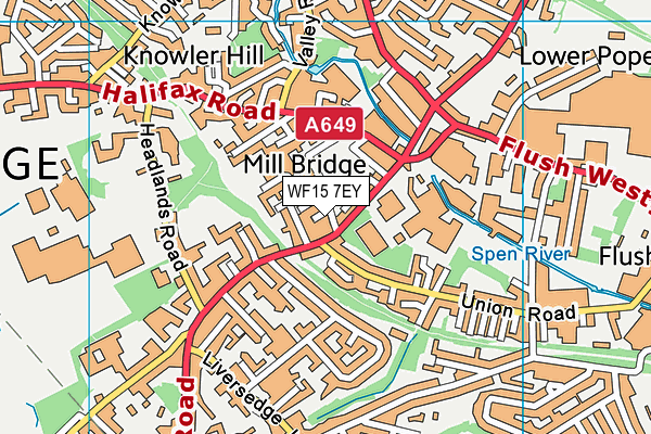 WF15 7EY map - OS VectorMap District (Ordnance Survey)