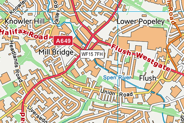 WF15 7FH map - OS VectorMap District (Ordnance Survey)