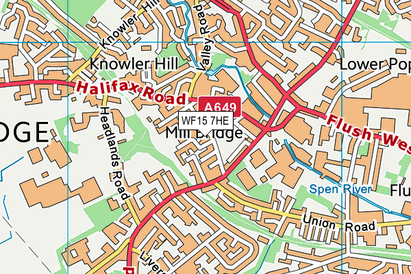 WF15 7HE map - OS VectorMap District (Ordnance Survey)