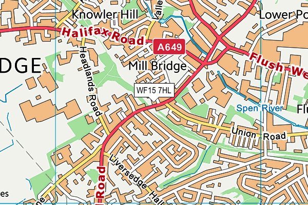 WF15 7HL map - OS VectorMap District (Ordnance Survey)