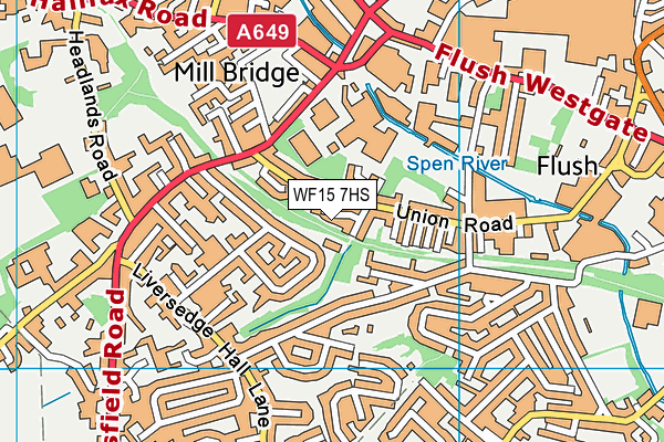 WF15 7HS map - OS VectorMap District (Ordnance Survey)