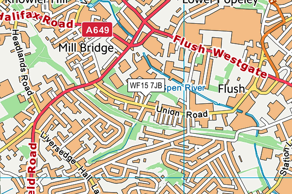 WF15 7JB map - OS VectorMap District (Ordnance Survey)