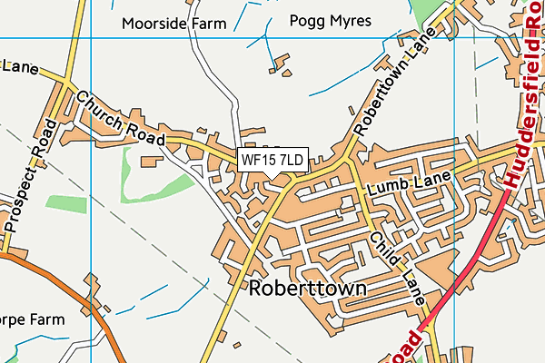 WF15 7LD map - OS VectorMap District (Ordnance Survey)