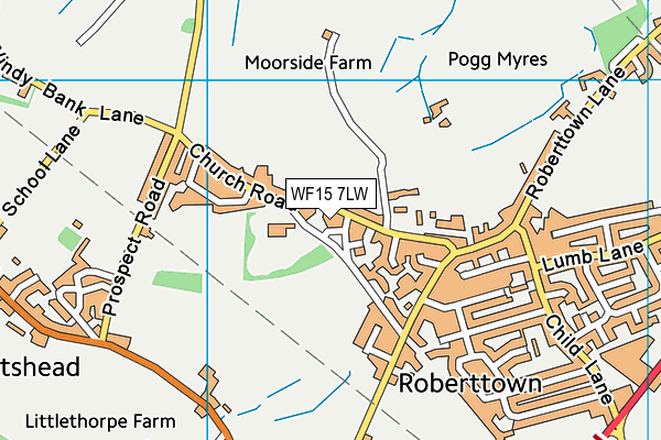 WF15 7LW map - OS VectorMap District (Ordnance Survey)