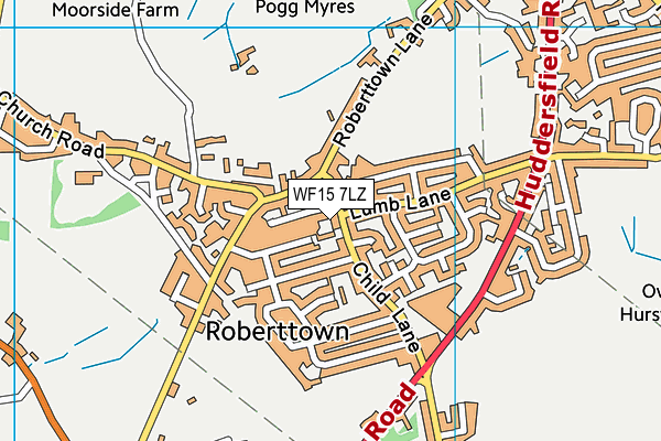 WF15 7LZ map - OS VectorMap District (Ordnance Survey)