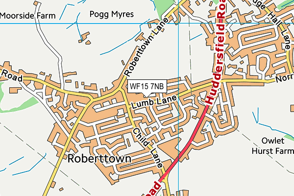 WF15 7NB map - OS VectorMap District (Ordnance Survey)