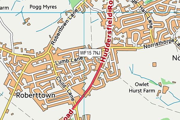 WF15 7NJ map - OS VectorMap District (Ordnance Survey)