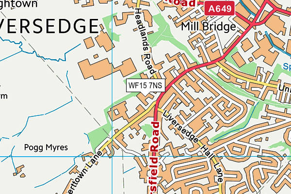 WF15 7NS map - OS VectorMap District (Ordnance Survey)