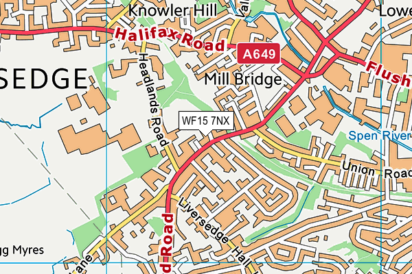 WF15 7NX map - OS VectorMap District (Ordnance Survey)