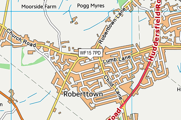 WF15 7PD map - OS VectorMap District (Ordnance Survey)