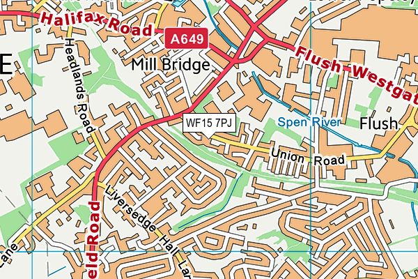 WF15 7PJ map - OS VectorMap District (Ordnance Survey)