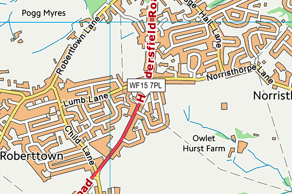 WF15 7PL map - OS VectorMap District (Ordnance Survey)