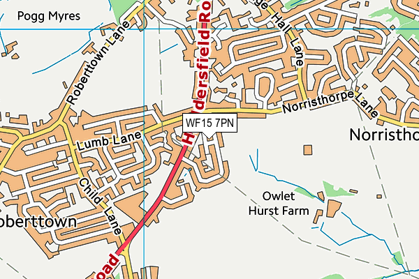 WF15 7PN map - OS VectorMap District (Ordnance Survey)