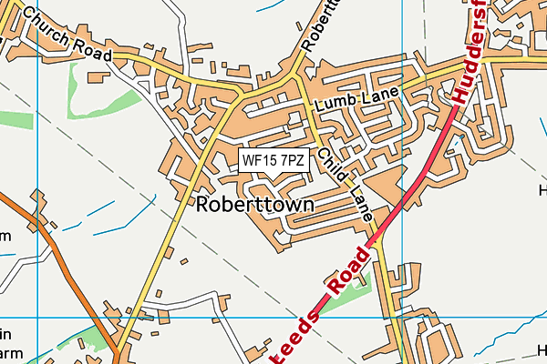 WF15 7PZ map - OS VectorMap District (Ordnance Survey)