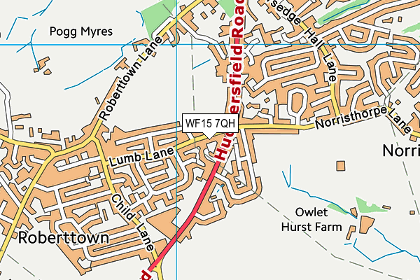 WF15 7QH map - OS VectorMap District (Ordnance Survey)