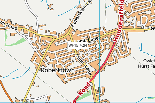 WF15 7QN map - OS VectorMap District (Ordnance Survey)