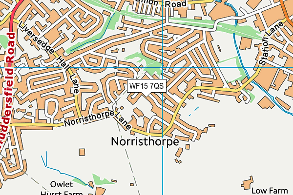 WF15 7QS map - OS VectorMap District (Ordnance Survey)