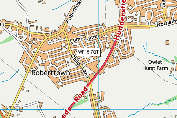 WF15 7QT map - OS VectorMap District (Ordnance Survey)