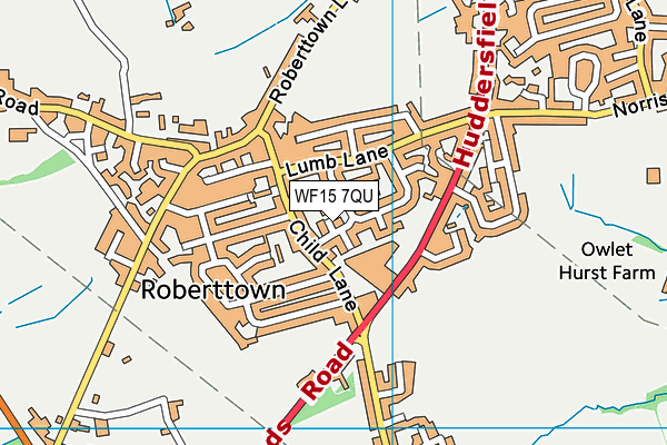 WF15 7QU map - OS VectorMap District (Ordnance Survey)