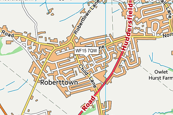 WF15 7QW map - OS VectorMap District (Ordnance Survey)