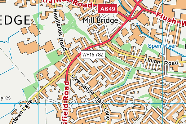 WF15 7SZ map - OS VectorMap District (Ordnance Survey)