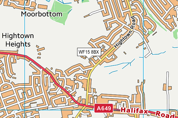 WF15 8BX map - OS VectorMap District (Ordnance Survey)